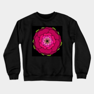 Graphic flower in red-pink tones on black background Crewneck Sweatshirt